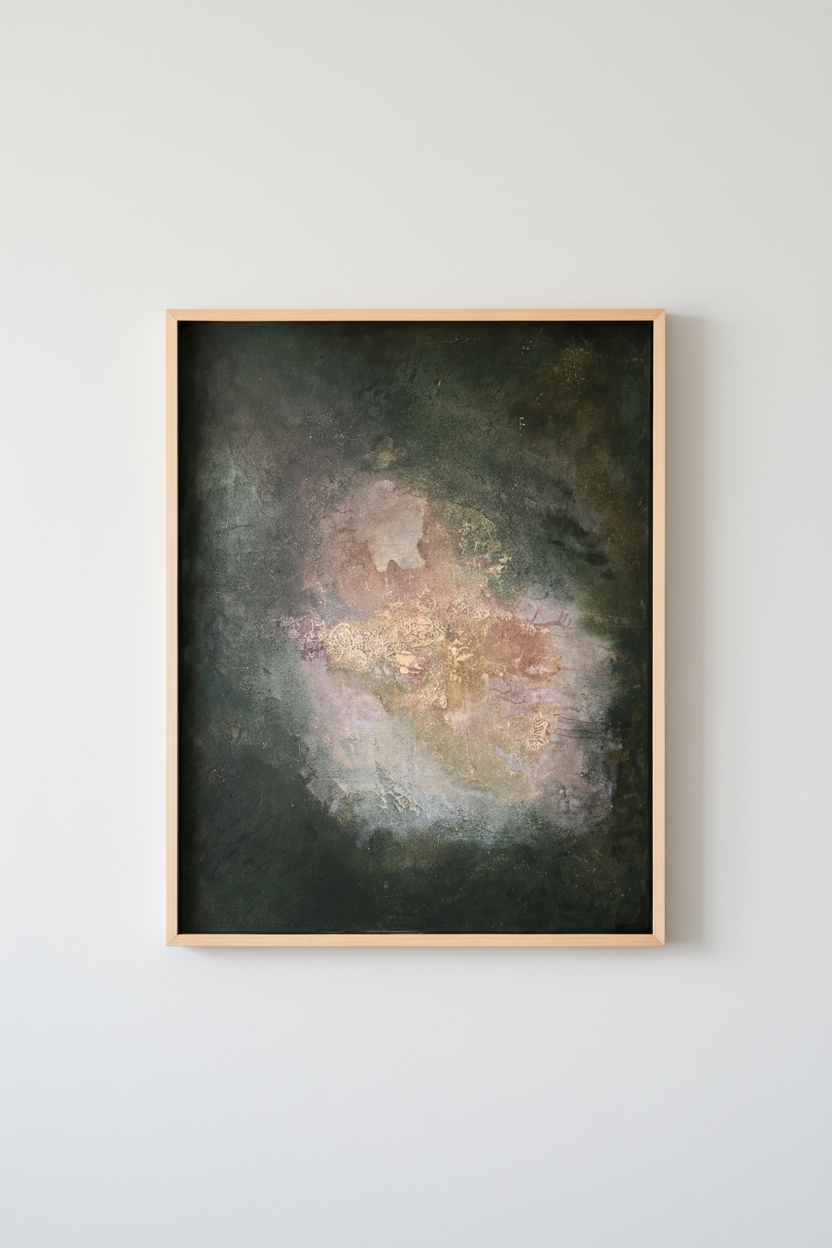 Ember & Ether — front view, original abstract painting by The Living Canvas